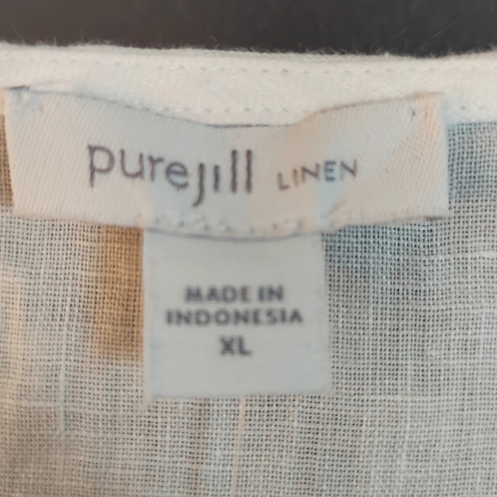 J Jill purejill Linen Popover Top White XL - Picture 4 of 7